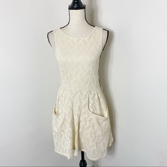 [E] NWT Free People Cream Lace Poppy Mini Dress - Picture 2 of 6